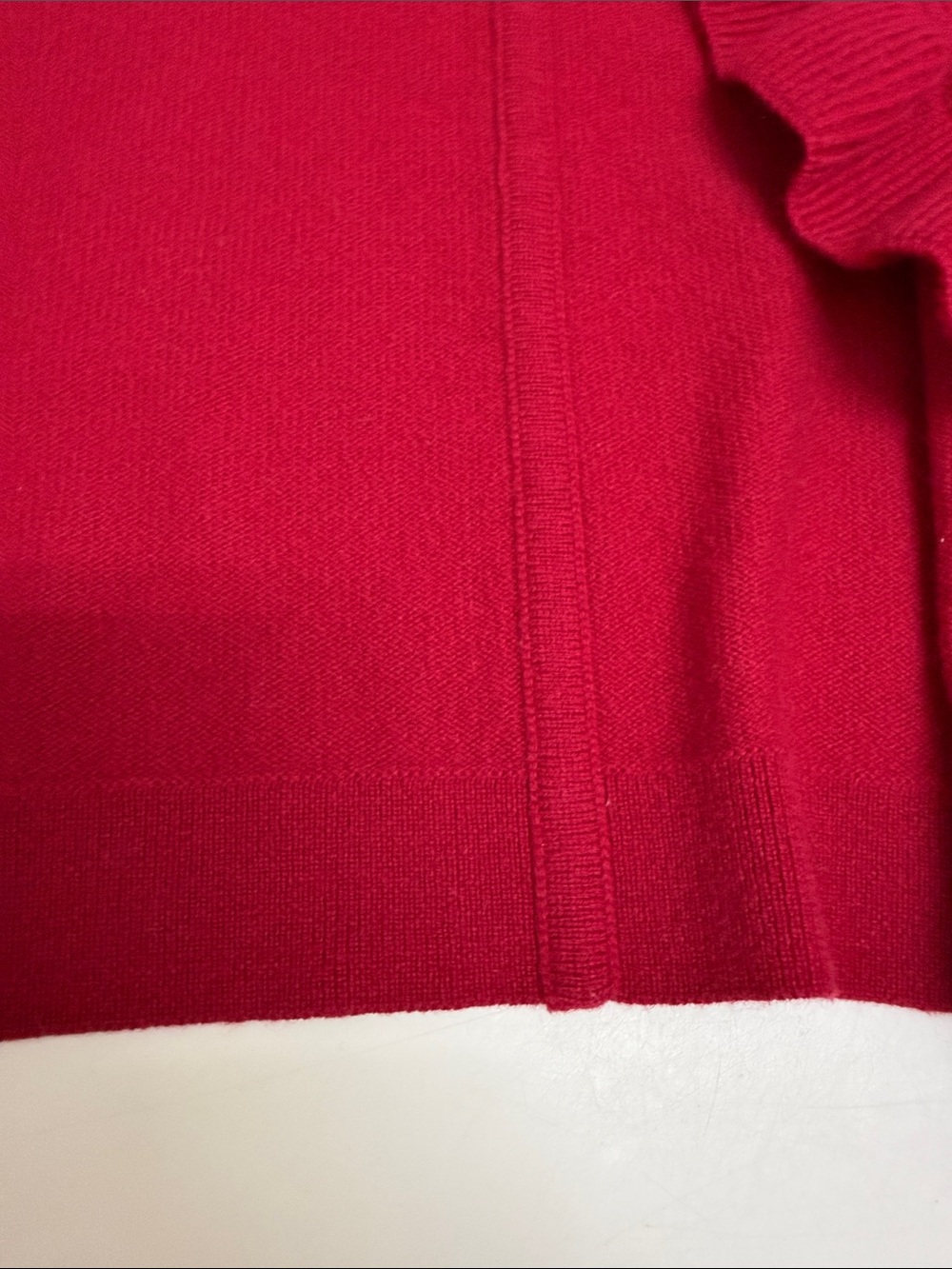 Cashmere Ruffled Open-Front Red Women's Sweater - Picture 5 of 7